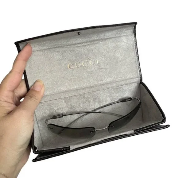 Vintage 90s/Y2K Gucci Rimless Wrap Around Sunglasses w/ Gradient Lens 🇮🇹 - Picture 10 of 11